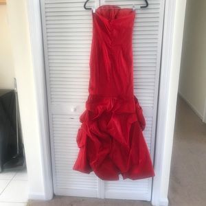 Red strapless Evening gown